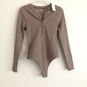 Abercrombie & Fitch Long Sleeve Ribbed Henley Bodysuit
